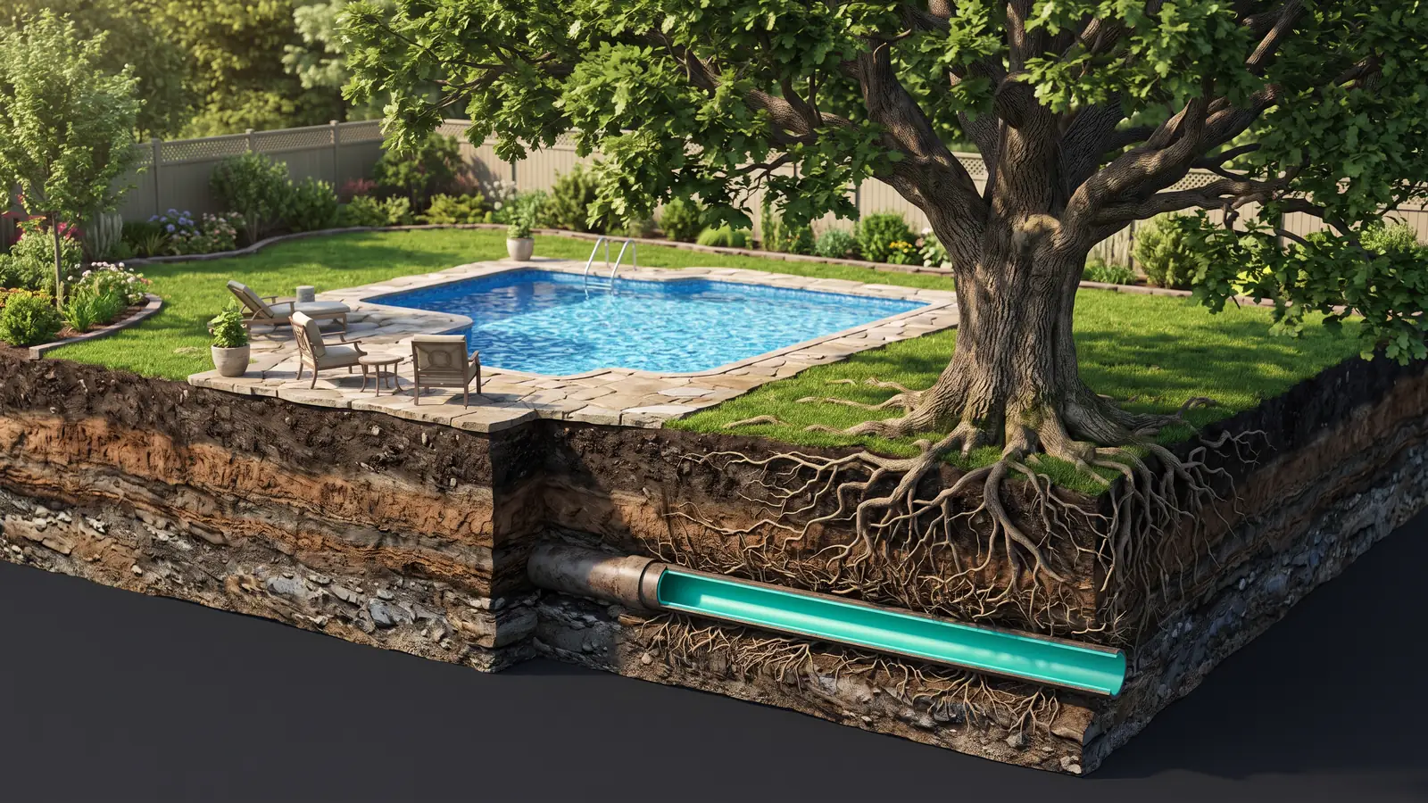 Sewer Repair Under Trees, Pools and Hardscape in Nashville